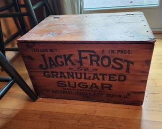 antique wooden Jack Frost sugar crate