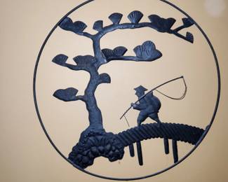 metal Asian wall art, about 12 inches