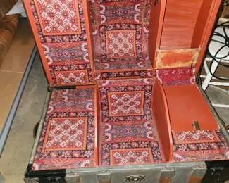 antique steamer trunk, interior