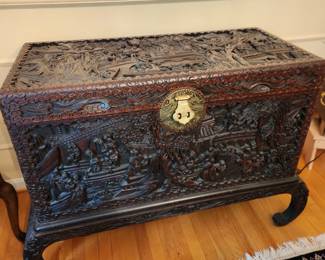 antique carved trunk, imported from China in 1960s