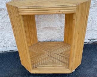 Bamboo bar cart on casters