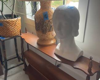70's cork lamp, Vintage Drawing bust, wall hung shelving unit