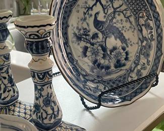Japanese blue plate and other decor items, Imari and Toyo