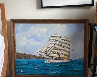 Large clipper ship painting 