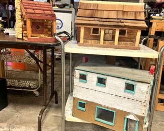 2 handmade bird houses (do not think they’re ever used). Below is a homemade dollhouse. 