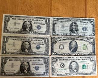 301 dollar Silver certificate certificates, 1 $5 dollar silver certificate, 1934 $10 bill and one $100  star note  bill.