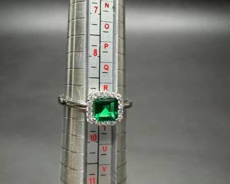 Sterling Silver with Lab Created Emerald