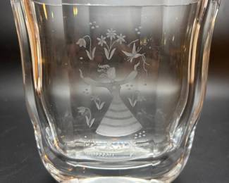 Rare Signed Orrefors Crystal with Etched Design