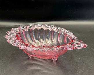 Fenton Glass Reticulated Rim Shell Dish