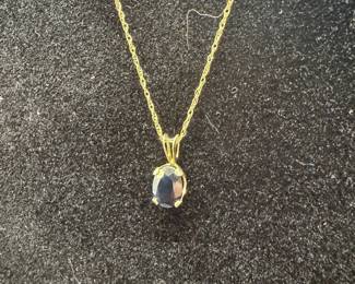 Gold Necklace with Real Sapphire