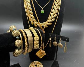 Large Lot of Gold Tone Jewelry