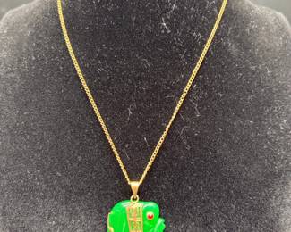 14k Gold Plated Jade Elephant