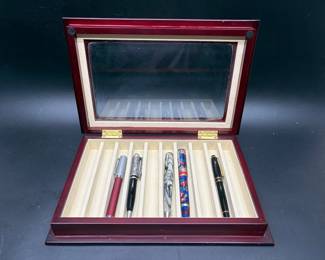 Collection of Ballpoint Pens in Elegant Display Case