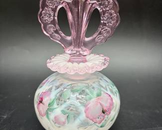 Hand Painted Fenton Glassworks Perfume Bottle