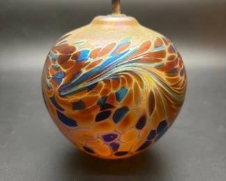 Art Glass Oil Lamp Signed by Artist