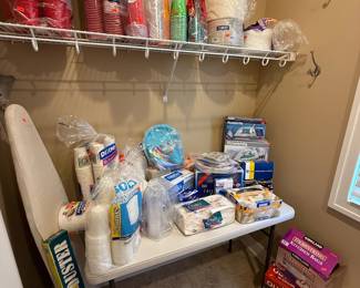 Assorted Disposable Tableware and Household Supplies