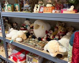 Assorted Christmas Figurines, Plush Toys, and Ornaments