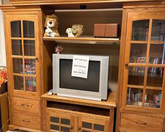 Oak Entertainment Center with Glass Doors