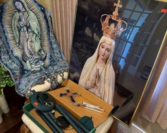 Our Lady of Fatima Framed Print and Our Lady of Guadalupe Throw Blanket