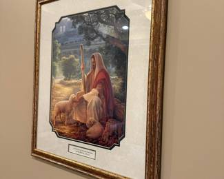 The Good Shepherd by Greg Olsen Framed Art Print with Bible Verse