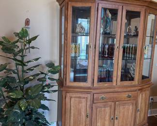 Oak China Hutch with Glass Doors