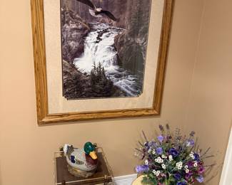 Bald Eagles Over Waterfall Framed Print by Terry Redlin