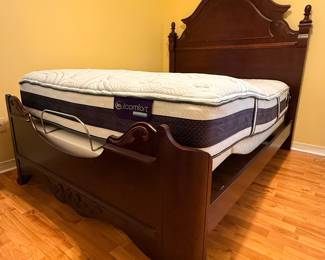 Antique Bed Frame with Serta iComfort Hybrid Mattress (Applause II - gel memory foam + coil support, high-end)