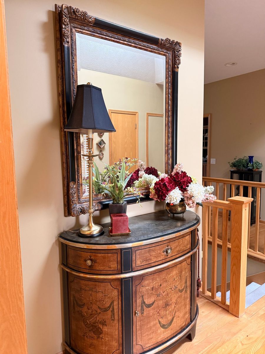 Demilune Console Cabinet with Mirror
