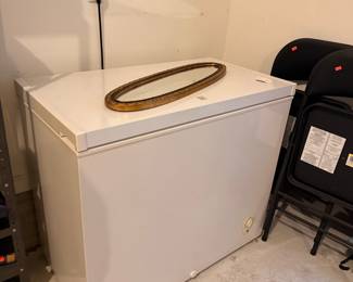 White Chest Freezer with Oval Mirror