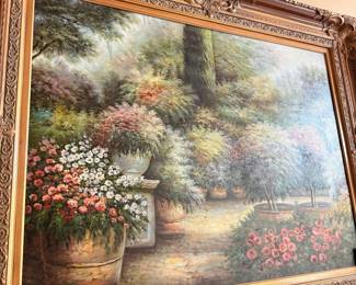 Floral Garden Landscape Oil Painting