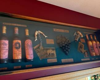 Framed Wine Memorabilia Display