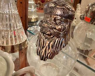 Vintage Santa Claus Head Christmas Ornament/Figurine with Glass Globe