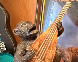 Monkey Playing Lute Figurine