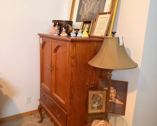 Oak Armoire/Wardrobe with Carved Details