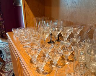 Assorted Etched Crystal Martini and Coupe Glasses