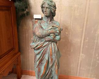 Classical Female Figure Statue with Verdigris Patina - "Virgil"
