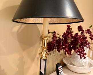 Frederick Cooper Brass and Black Candlestick Table Lamp