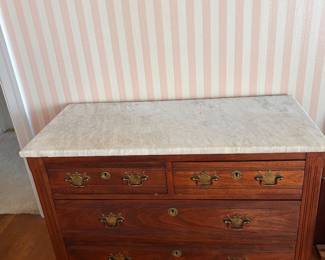 Walnut dresser with marble top 