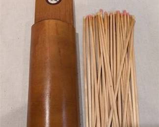10R  Vintage HH Taylor Wood and Leather Long Match Holder