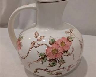 26R  Vintage Nasco Springtime Floral Dogwood Blossom Procelain Carafe With Stopper
