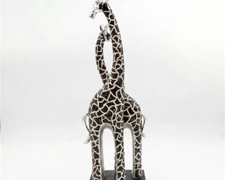 59  Giraffe Mother And Calf Figurine On Black Base