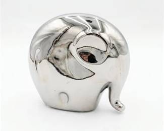 8  Modern SilverTone Stylized Elephant Coin Bank