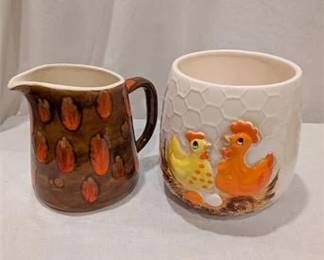 20R  Vintage 1976 Sears Chicken Little Canister Studio Pottery Pitcher