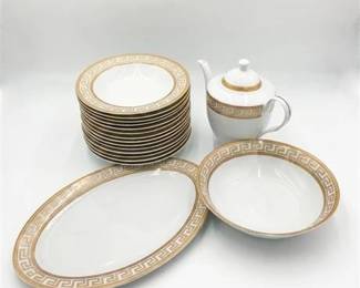 45  Joseph Sedgh Porcelain Dinner Service With Greek Key Border