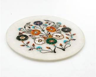 15  Decorative Agra Marble Pietra Dura Floral Inlay Plate