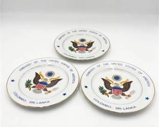 12  Three Porcelain Lanka Brand Porcelain U.S. Embassy In Sri Lanka Plates