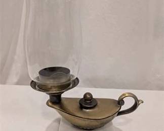 23R  Vintage Brass Hurricane Candle Lamp