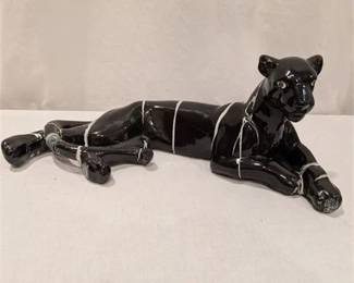 13R  Large Ceramic Black Panther Sculpture
