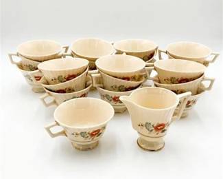 49  Group Of Lenox Temple Blossom Porcelain Teacups And Creamer