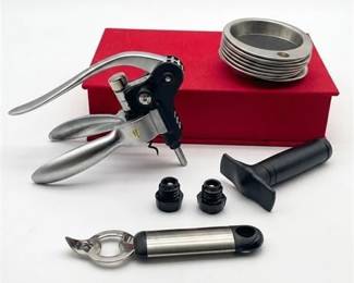 53  Wine Tool Gift Set With Lever Corkscrew In Red Box